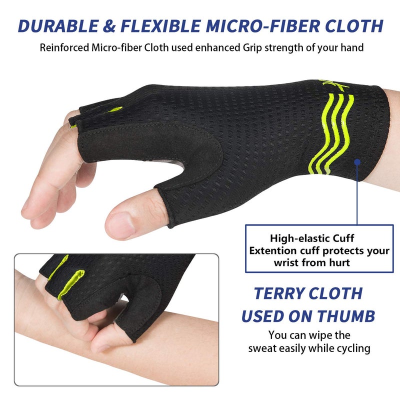 MOREOK Mens Cycling Gloves,Half Finger Biking Glove MTB DH Road Bicycle Gloves Gel Pad Shock-Absorbing Anti-Slip Breathable Motorcycle Mountain Bike Gloves AK55-YELLOW-S - Image 4